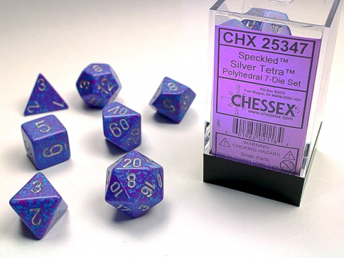 Speckled Polyhedral Silver Tetra™ Dice Set