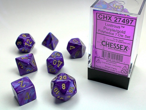 Lustrous Polyhedral Purple/Gold Dice Set