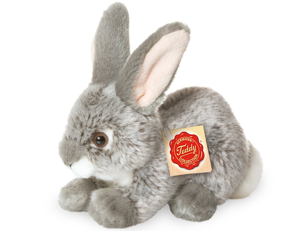 Teddy Hermann Grey Rabbit Sitting 18cm Soft Toy | Dragon Toys Teddy ...