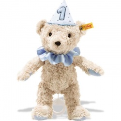 Steiff First Birthday Boy With Musical Box Plush Teddy Bear Gift Boxed