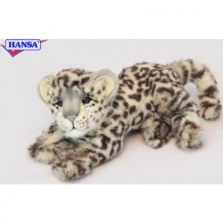 Snow Leopard Cub Laying 30cmL Plush Soft Toy